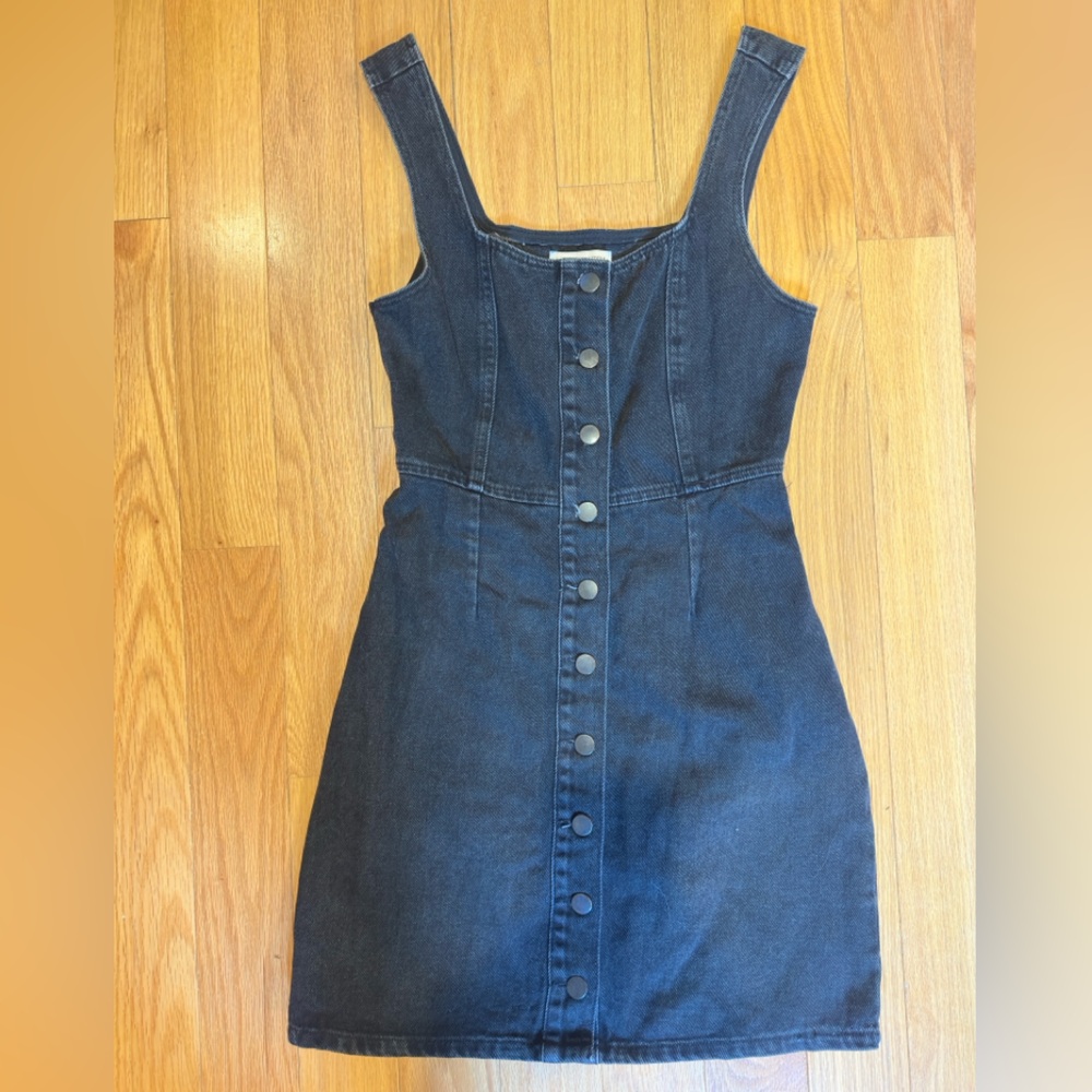 Urban Outfitters Black Denim Button-Down Overall Fall Dress